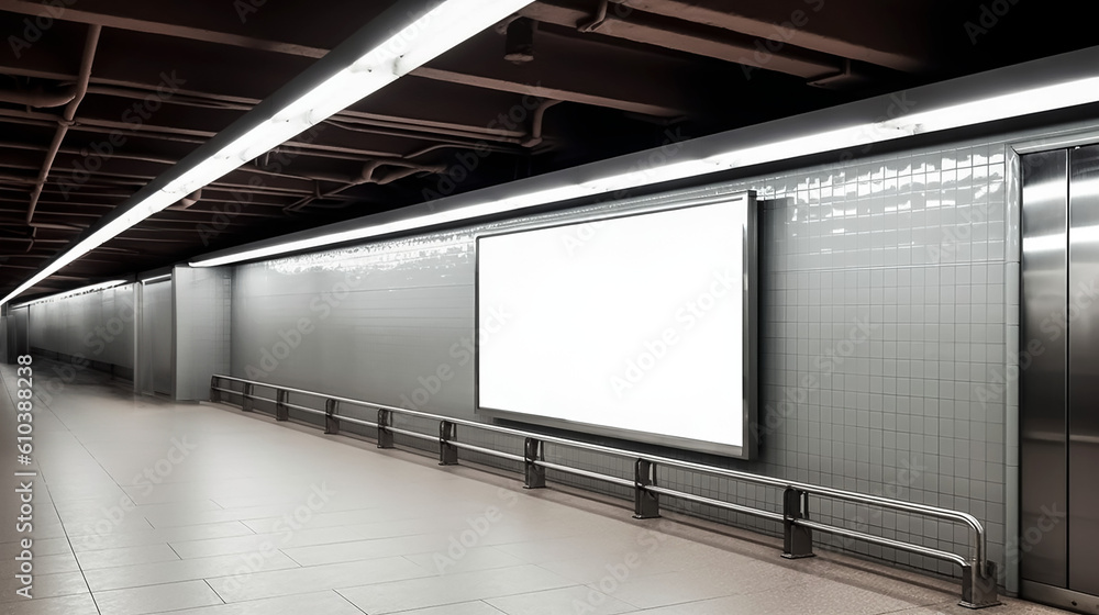 Mockup mupi publicitario en un metro o tunel 