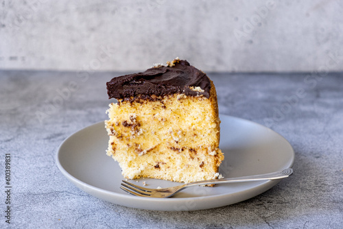 Piece of boston cake on a plate