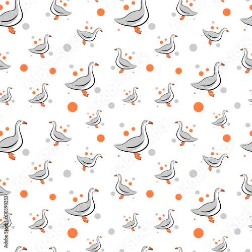 Seamless pattern with geese on a white background