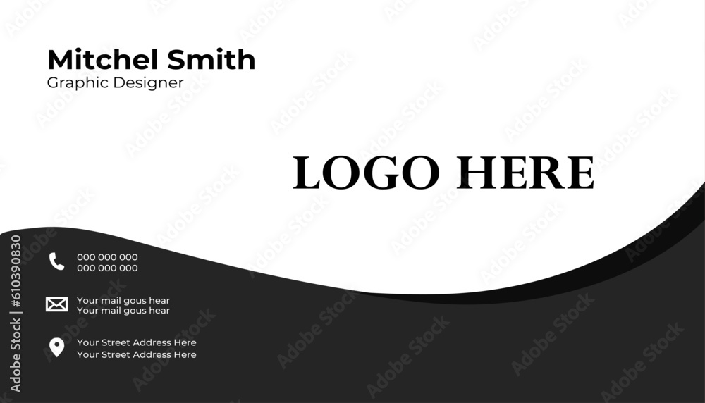 Fototapeta premium visiting cards, visit card, corporate business cards, own, void, grab, bulletin, introduction, recruitment, id, elegant,estate business Simple Corporate Multipurpose Business Card layout with Black Gr