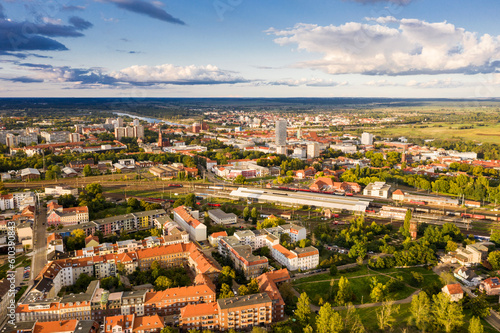 Bahnhof Frankfurt Oder, Luftaufnahme, Grenzstadt, Polen, Frankfurt an der Oder, Oder Spree, Brandenburg, Deutschland, Europa