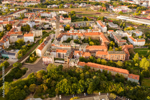 Stadtbild Frankfurt an der Oder, Sommer, Luftaufnahme, Brandenburg, Oder Spree, Deutschland, Polen, Europa photo