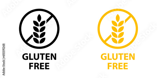 Gluten free label icon set