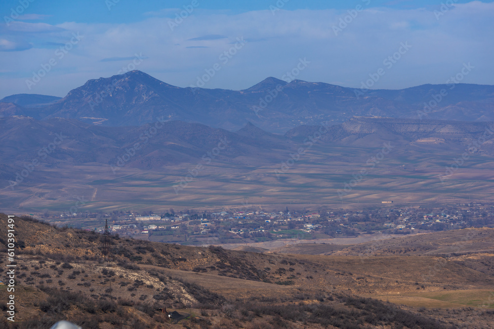 Amazing landscape with settlements and mountains, Armenia