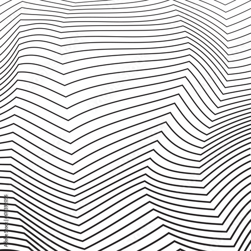 Abstract background with deformation lines. Texture with distorted waves. Vector illustration with 3d effect.