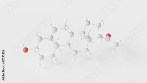 pregnenolone molecule 3d, molecular structure, ball and stick model, structural chemical formula endogenous steroid photo
