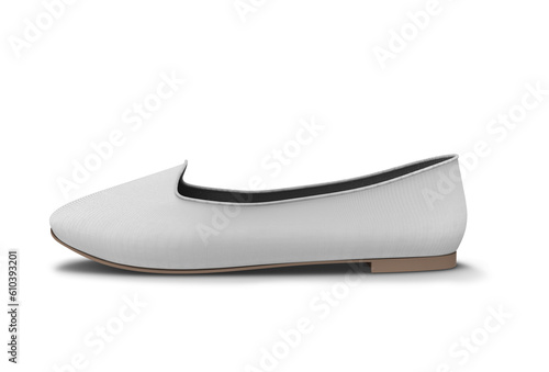 Round Toe Ballerina Flat Shoe 3D Rendering