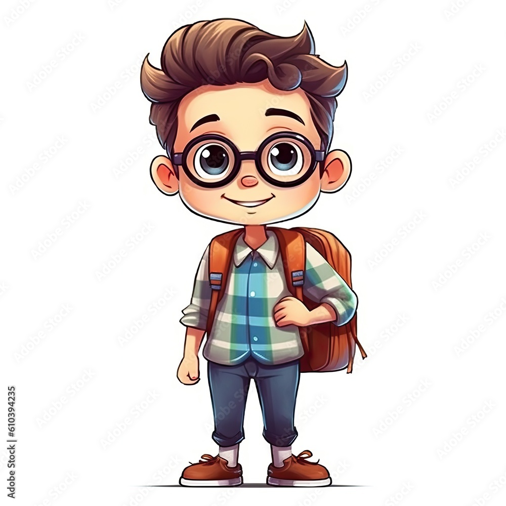 Back to school. Kids character, white background. Generative AI Back to school. Kids character, white background. Generative AI