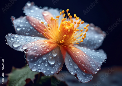 water drops on a flower generative AI