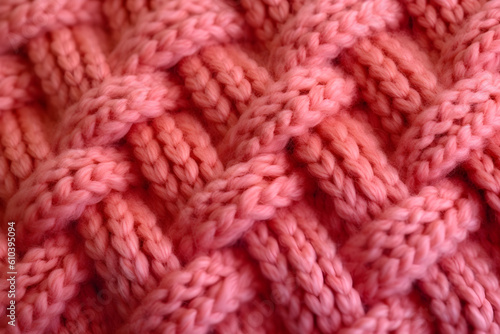  seamless pink knitted wool fabric repeatable texture closeup, abstract texture background . generative ai