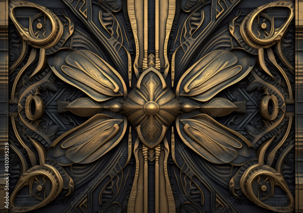 Gold decorative pattern with pattern black and gold generative AI