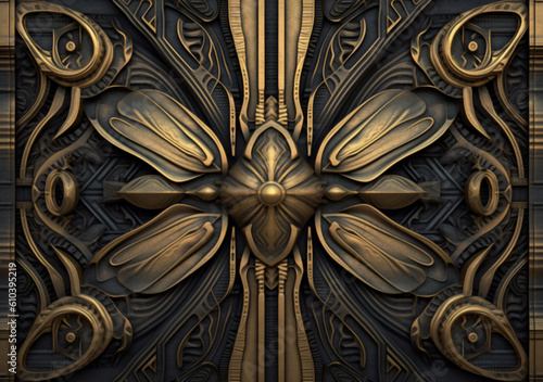 Gold decorative pattern with pattern black and gold generative AI