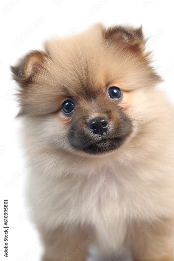 Close-up of a cute puppy dog sitting looking forward. On a transparent background - Generative AI Close-up of a cute puppy dog sitting looking forward. On a transparent background - Generative AI