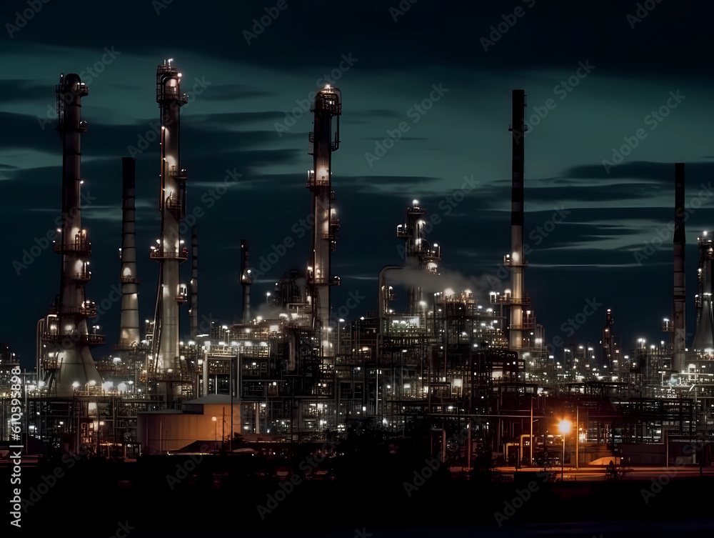 Fototapeta premium Refinery industry engineer are working and discussing at front oil and gas industrial factory,Oil refinery plant for industry