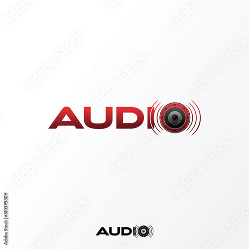 AUDIO Wordmark Logo - Speaker as symbol of audio, replacing the letter O.