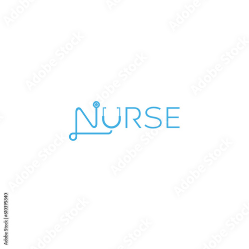 Nurse wordmark logo - Stethoscope replaces NU letter.
