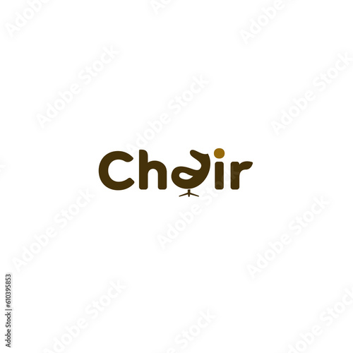 CHAIR Wordmark Logo - Letter a become a chair symbol.