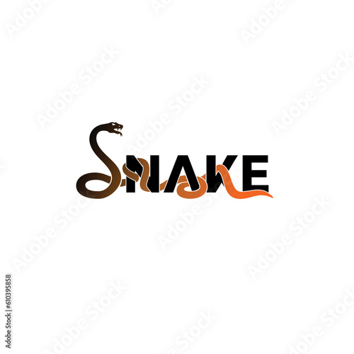 SNAKE Wordmark Logo - Snake symbol fused on the letters.