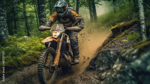 Adrenaline-fueled action as the dirt bike racer conquers the course