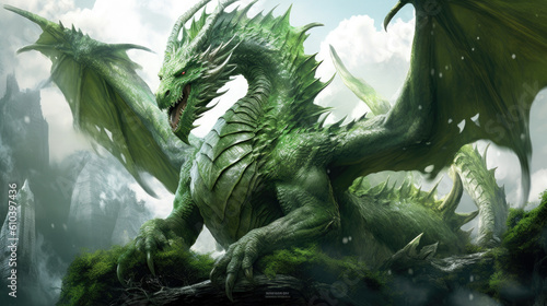 Image of the Green Dragon. Symbol of the year 2024 Green Dragon