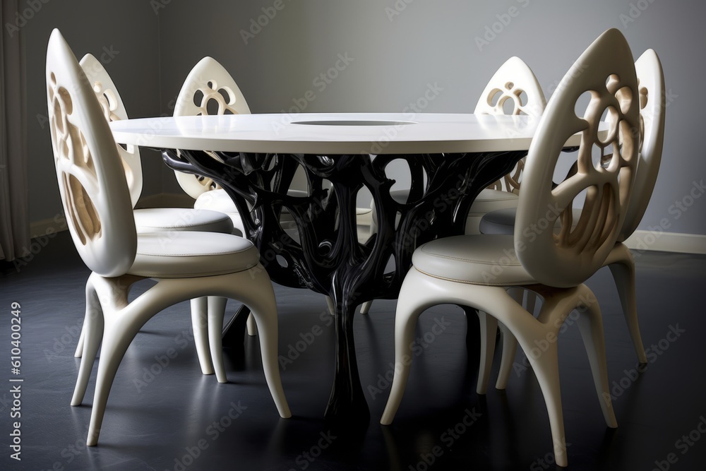 Designer Table with Chairs, Generative AI Designer Table with Chairs, Generative AI