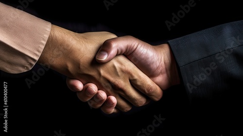 professional image of hand shaking, business concept, two business man hand shaking for agreement, deal, dealership - Generative ai