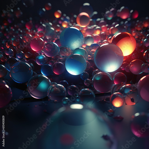 Colorful transparent spheres, beautiful abstract spheres. Created using Generative AI technology.