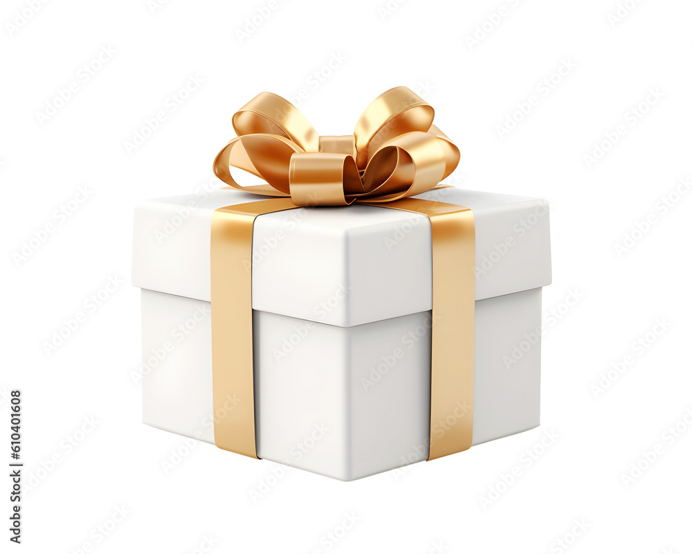 White gift box with ribbon isolated on transparent background. Top view. PNG format White gift box with ribbon isolated on transparent background. Top view. PNG format
