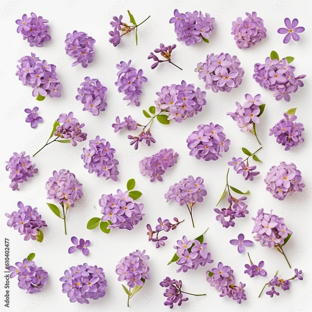 A Beautiful Set of Small Purple Lilac Flowers A Beautiful Set of Small Purple Lilac Flowers