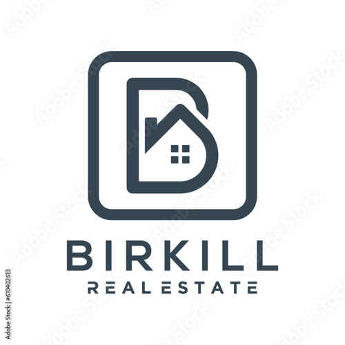 real estate logo hotel premium b building