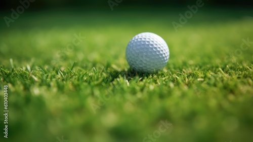 close up of a golf ball on green grass