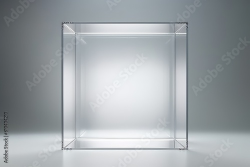 Minimalistic beauty: an empty glass cube as a captivating centerpiece
