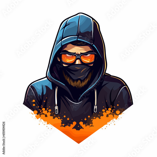 Hooded man, hacker logo