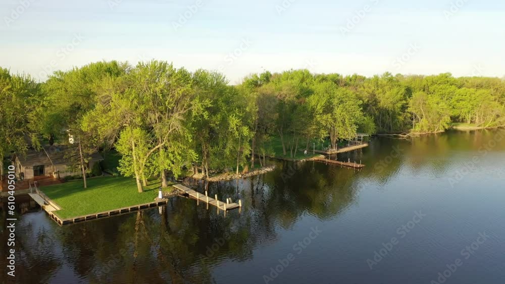 Aerial view Fremont Wisconsin. Town Lake River Summer Aerial view Fremont Wisconsin. Town Lake River Summer