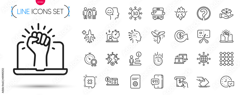 Pack of Online accounting, Wind energy and Empower line icons. Include Voting ballot, Support, Select alarm pictogram icons. Density, Web3, Video conference signs. Partnership. Vector Pack of Online accounting, Wind energy and Empower line icons. Include Voting ballot, Support, Select alarm pictogram icons. Density, Web3, Video conference signs. Partnership. Vector