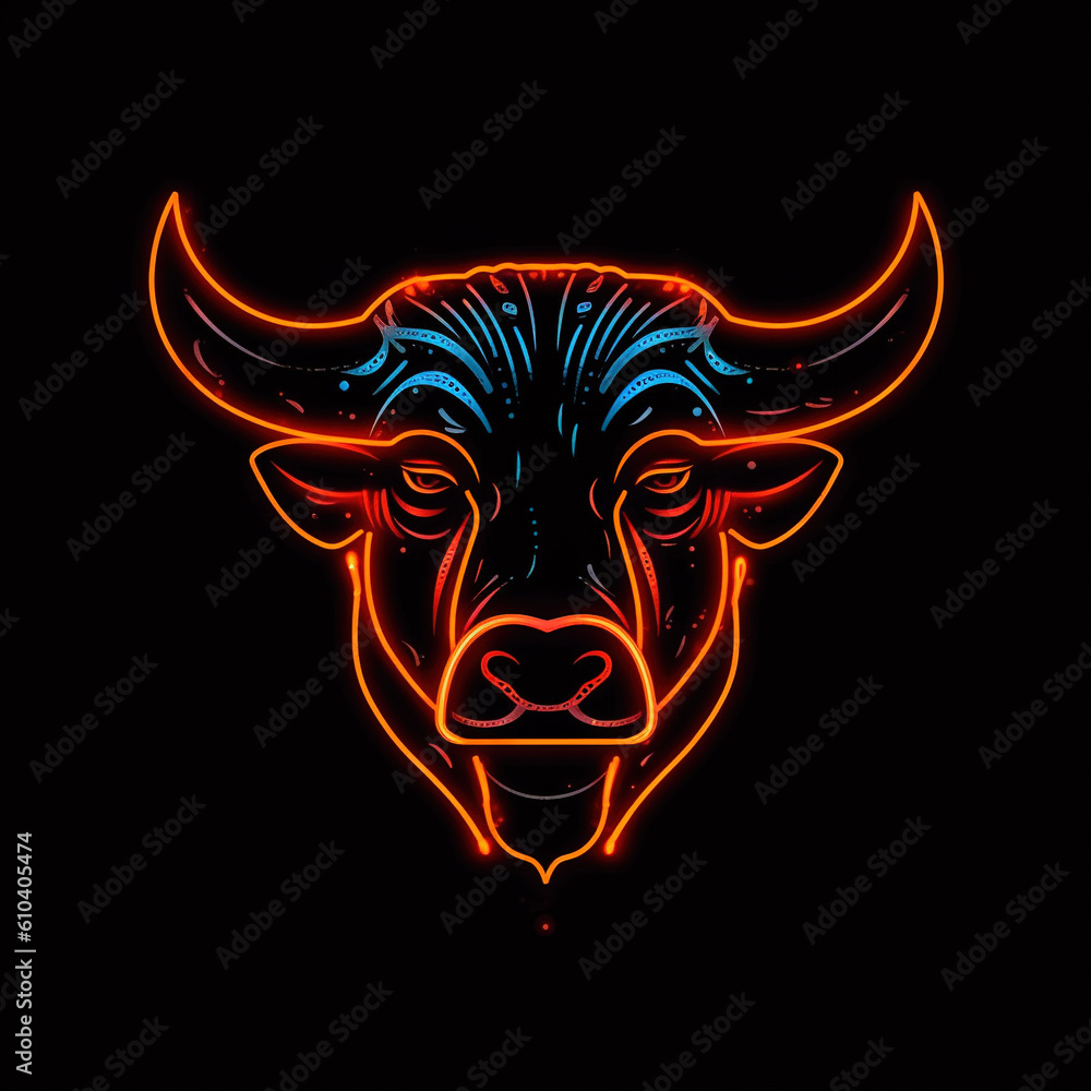 Fototapeta premium Cool illustration of a bull's head.Created using Generative AI technology.