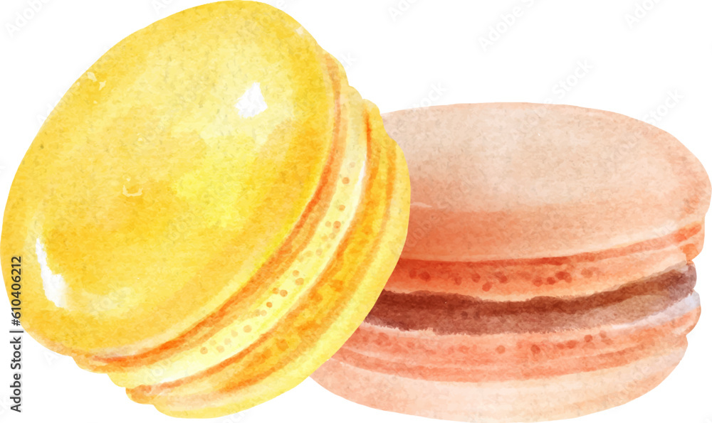 Hand painted watercolor illustration of Macarons Hand painted watercolor illustration of Macarons