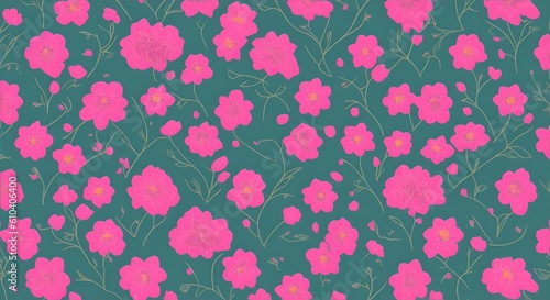 Estampado de patrón floral colorido con flores rosas para mantel primaveral