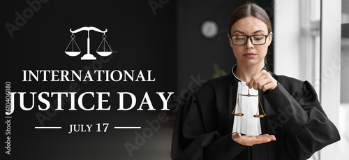 Принти на полотні Banner for World Day for International Justice with female judge