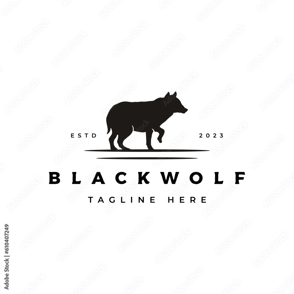 Obraz premium vintage wild wolf logo design vector illustration
