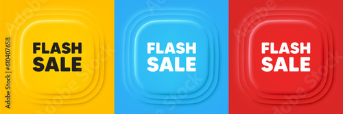 Flash Sale tag. Neumorphic offer banners. Special offer price sign. Advertising Discounts symbol. Flash sale podium background. Product infographics. Vector