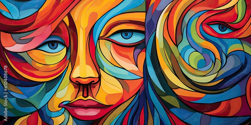 AI Generated. AI Generative. Graphic Illustration draw ink sketch canvas pattern with geometric abstract woman lady face head. Graphic Art AI Generated. AI Generative. Graphic Illustration draw ink sketch canvas pattern with geometric abstract woman lady face head. Graphic Art