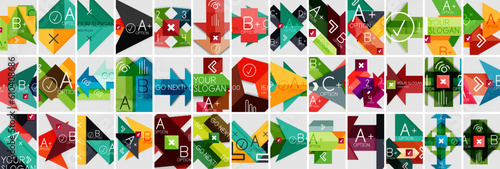 Mega collection of geometric arrow infographic banners. Abstract backgrounds bundle for wallpaper, banner, background, landing page, wall art, invitation, print, poster