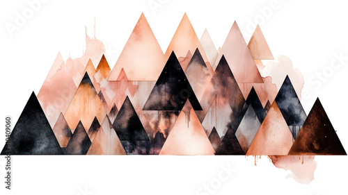 gathering of rose gold and black abstract watercolor swashes isolated on a transparent background