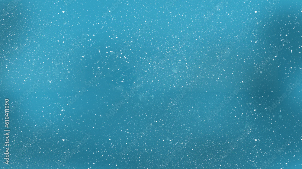 A digitally created illustration of falling snowflakes and bokeh.