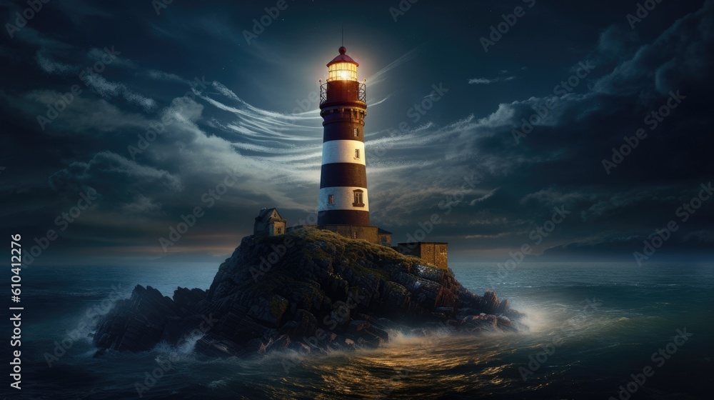 lighthouse on the coast of the sea