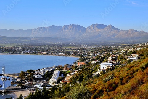 View of the Ocean and harbor in Gordon's Bay, Cape Town, South Africa. © Luckmore