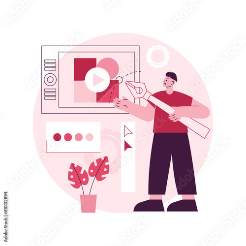 Motion graphic design abstract concept vector illustration. Motion design, postproduction studio, video production service, graphic designer work, online course, creative studies abstract metaphor.