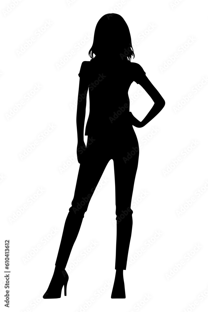 Woman silhouette wearing casual clothes isolated on white background Woman silhouette wearing casual clothes isolated on white background