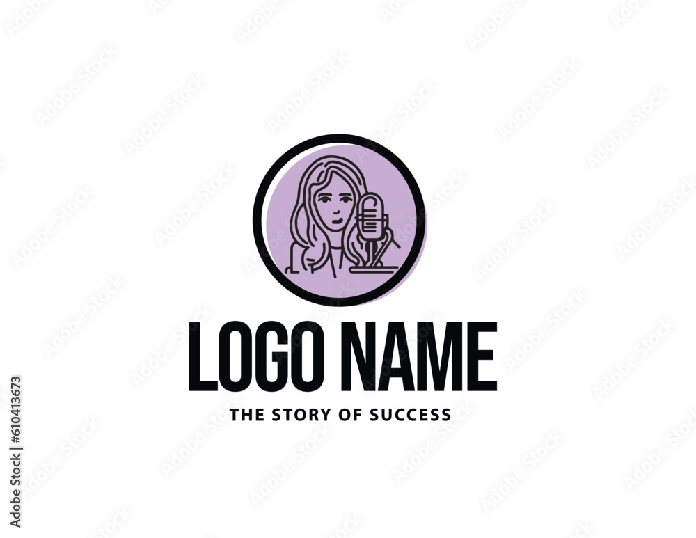 Women Podcast logo vector icon Women Podcast logo vector icon